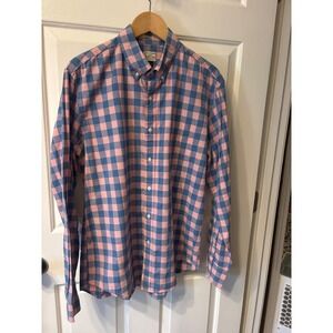 J.Crew Secret Wash Shirting Classic Fit Blue Pink Gingham Stretch Shirt Mens L